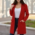 thumbnail image 2 of XUNKUSGA Long Blazers for Women Classic Notched Lapel Single Breasted Blazer Jackets Casual Long Sleeve Lightweight Blazers Spring Fall Women's Blazer S-2XL Red, 2 of 8