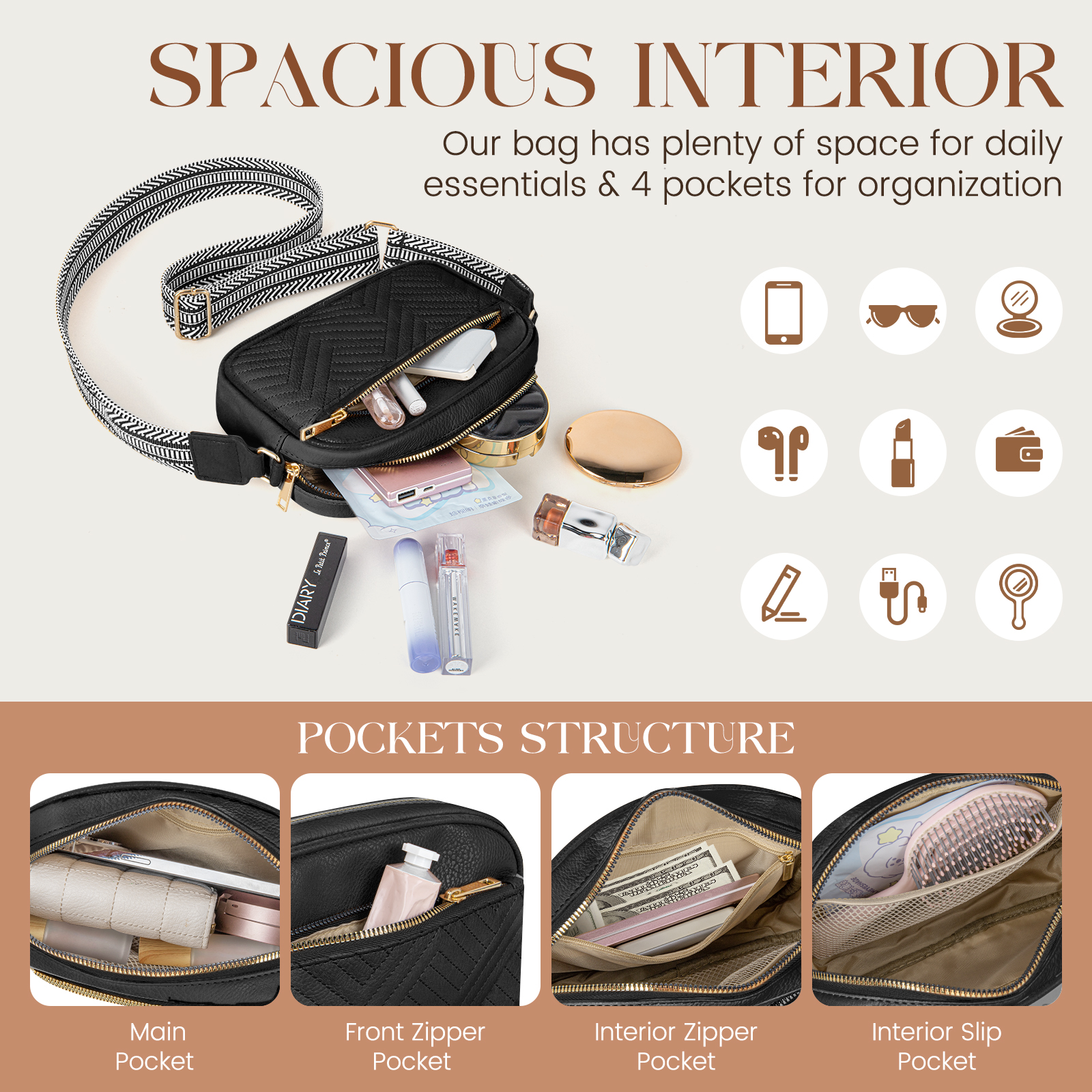 Dakomm Quilted Vegan Leather Crossbody Bag photo 3