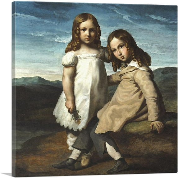 ARTCANVAS Portrait Of Alfred And Elisabeth Dedreux Canvas Art Print by Theodore Gericault - Size: 18" x 18" (0.75" Deep)
