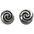 thumbnail image 2 of Pair of Solid Ear Plugs Organic Bone with Silver Spiral Design, 2 of 3