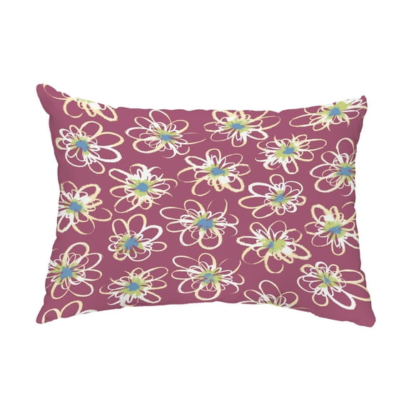 Simply Daisy, 14" x 20" Penelope Floral Purple Decorative Floral Outdoor Throw Pillow