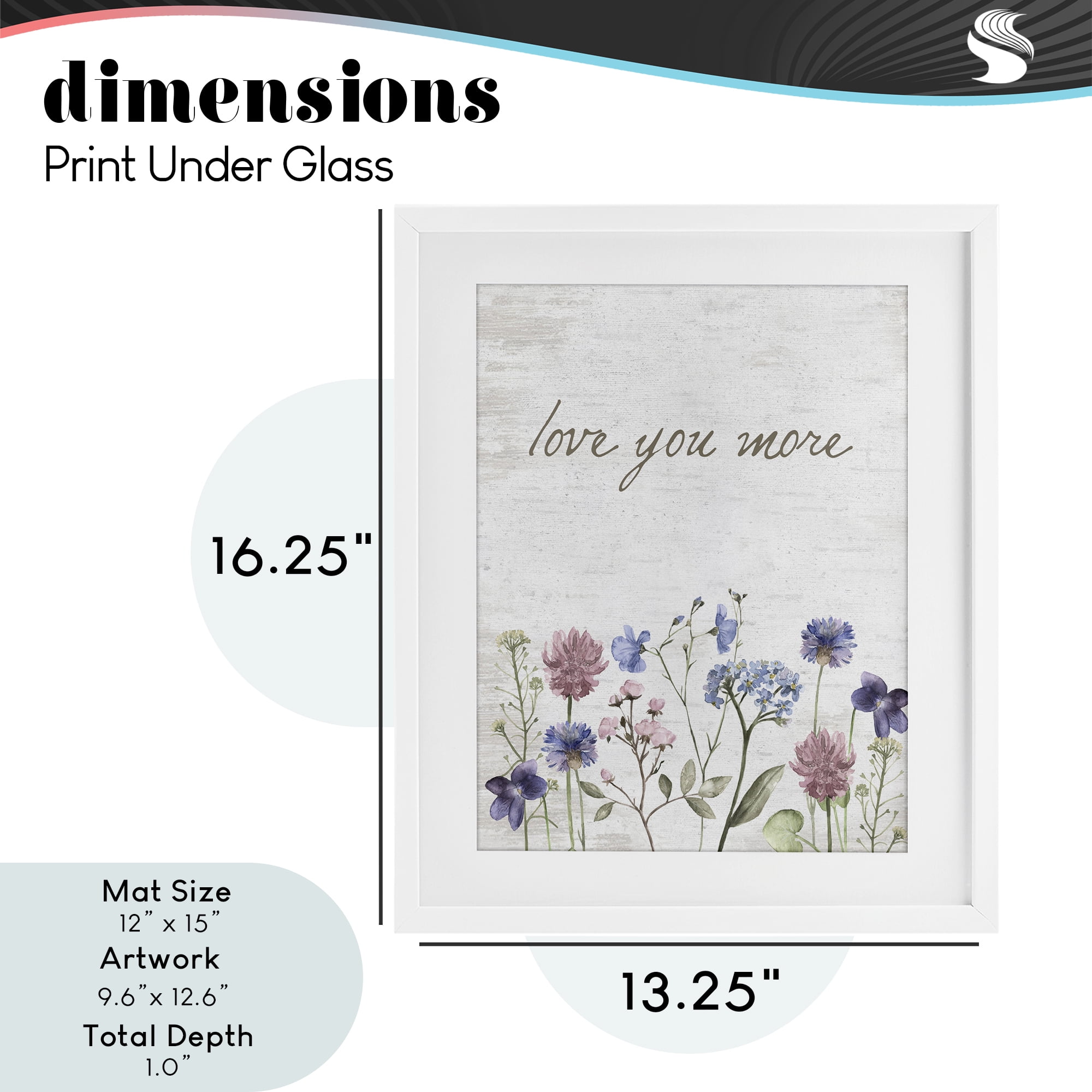 Love You More Wildflowers White Framed Print Under Glass, design by Lettered and Lined