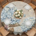 thumbnail image 2 of Rustic Flowers Round Tablecloth 60 inches Spring Blue Hydrangea Butterfly Floral Old Newspaper Texture Waterproof Oil-Proof Table Cloth Round Table Cover for Holiday Party Picnic Dinner Decor, 2 of 9