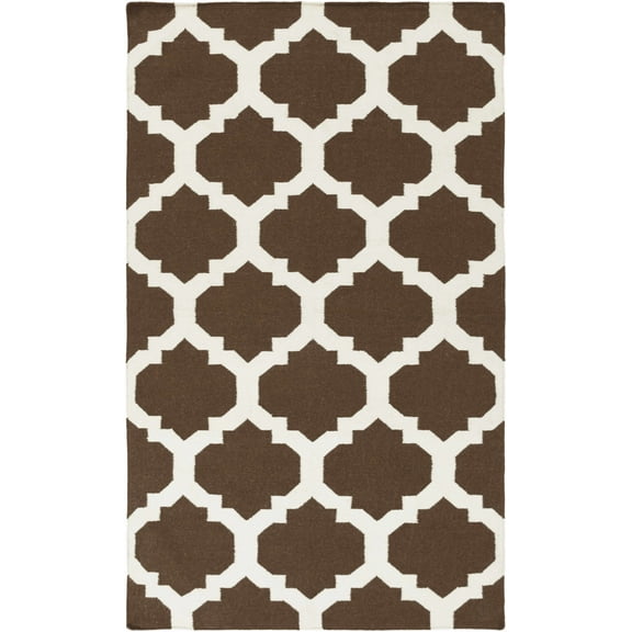 Hauteloom Depew Wool Living Room, Bedroom Area Rug - Transitional - Dark Brown, Ivory - 3' x 5'