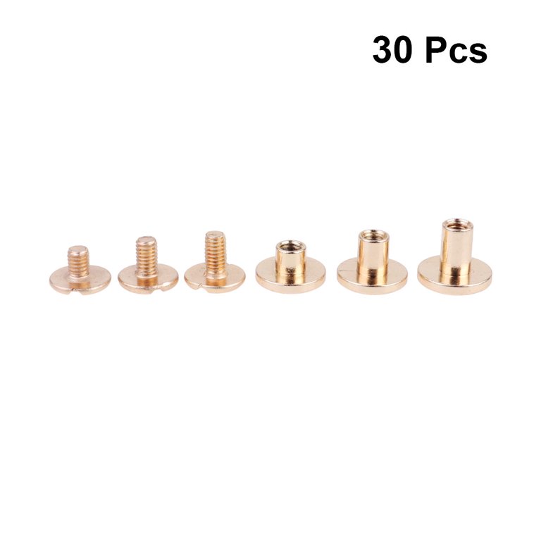 OUNONA Screws Chicagobinding Screw Rivetsrivet Metal Brass Studs Book Post  Button Nail Head Flat Posts Stud Copper Fastener 