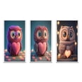 thumbnail image 2 of Designart "Adorable Knitted Pink Heart Owl III" Animals Owl Framed Wall Art Set Of 3 - Purple Owl Frame Gallery Wall Set For Home Decor, 2 of 6