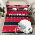 thumbnail image 2 of Feelyou Athlete Helmet Kids Twin Sheet Sets, Est Sleep Football Twin Fitted Sheet, Modern Soccer Sports Player Flat Sheet, Crimson Navy Luxury Bedroom Decor, 3-Piece, 2 of 7