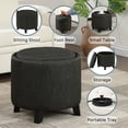 thumbnail image 4 of Convenience Concepts Designs4Comfort Oscar Storage Ottoman with Reversible Tray, Dark Chocolate Gray Fabric, 4 of 10