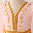 thumbnail image 6 of Gelikeya Muslim Abaya Prayer Dress Girls Ruffle Long Sleeve Floral Embroidery A Line Gown Muslim Dubai Robe Gown Z01 Pink, 3-4 Years, 6 of 8