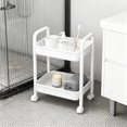thumbnail image 1 of Feltree Two Tier Rolling Cart with Locking Swivel Casters and Handles, Multifunctional Storage Organizer, Lightweight Sturdy Plastic Utility Cart, 1 of 7