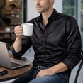thumbnail image 3 of TANSILING Men's White Dress Shirt Slim Fit Button Down Long Sleeve Casual Business Shirt, 3 of 6