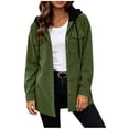thumbnail image 5 of Iyufng Womens Hooded Corduroy Jackets Button Down Long Sleeve Casual Coat with Chest Pockets and Drawstring Hood, 5 of 9