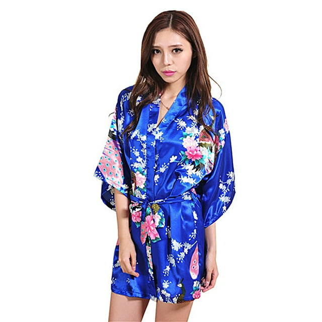 Coofit Womens Sleep Robe Half Sleeve Lounge Robe Night Sleepwear with Belt for Summer