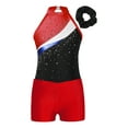 thumbnail image 5 of renvena Kids Girls Sleeveless Gymnastics Leotards with Shorts and Hair Band Biketard Dancewear Red 16, 5 of 7