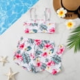 thumbnail image 3 of SYPNOS Girls Floral Two Pieces Bikini+Board Shorts Bathsuit Set 8-14Y Child Sports Swimsuit, 3 of 5
