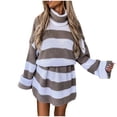 thumbnail image 2 of Lilgiuy Women's Winter Long-Sleeved Round Neck Knitted Color-Block Sweater Mid-Length Skirt for Anniversary Graduation, 2 of 5