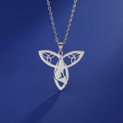 EUEAVAN Silver Trinity Wolf Pendant Necklace Stainless Steel Jewelry