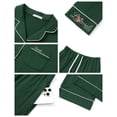 thumbnail image 6 of UVN Fall Pajama Set for Women Embroidered Floral Button Up Tops with Drawstring Pocket Pants Ladies Casual Lounge Set, 6 of 9