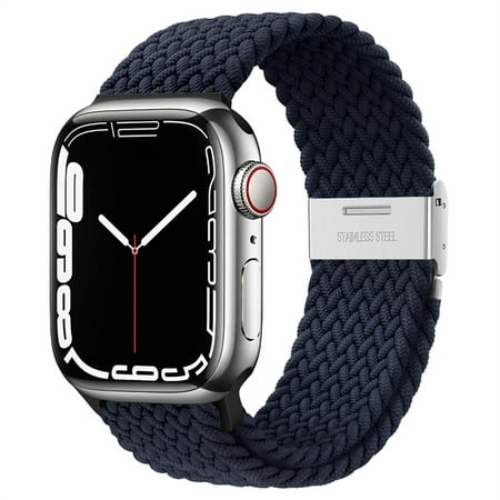 ALMNVO Braided Solo Loop Strap for Apple Watch Bands 40mm 44mm 45mm 41mm 42mm 38mm Elastic Nylon Wristwatches Band Belt Bracelet iWatch Series 7 6 5 4 3 2 8 SE Wristbands -charcoal