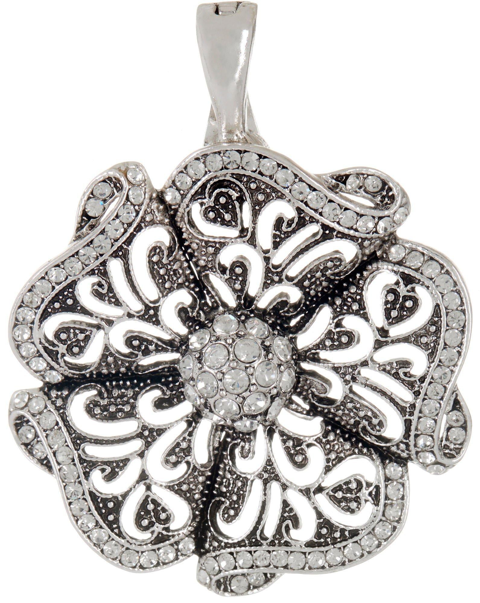 Wearable Art Wearable Art By Roman Rhinestone Flower Pendant One Size