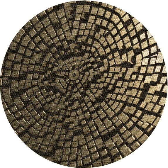Ahgly Company Machine Washable Indoor Round Transitional Copper Brown Area Rugs, 6' Round