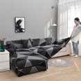 thumbnail image 6 of 2 Piece L Shaped Sectional Couch Covers, Slipcovers for Sectional Sofa with 2pcs Pillowcases High Stretch Furniture Protector Covers, (Black geometry,3 Seater+4 Seater), 6 of 9