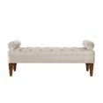 thumbnail image 4 of GZXS End of Bed Bench, 51.5" Velvet Upholstered Indoor Bench with Arms and Solid Wood Legs, Modern Design for Bedroom Living Room, Champagne, 4 of 6