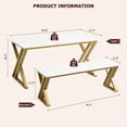 thumbnail image 2 of Sturdy metal - framed kitchen dining mesa set para 4 con faux marble tabletop y benches, space - saving para kitchen, dining room o apartment, 2 of 7