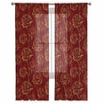 thumbnail image 2 of Red Yellow Roses Semi Sheer Curtains 96 Inch Length 2 Panels Set, Christmas Red Xmas Botanical Sheer Kitchen Curtain Privacy Voile Window Curtain for Living Room Bedroom Rod Pocket Drapes, 2 of 7