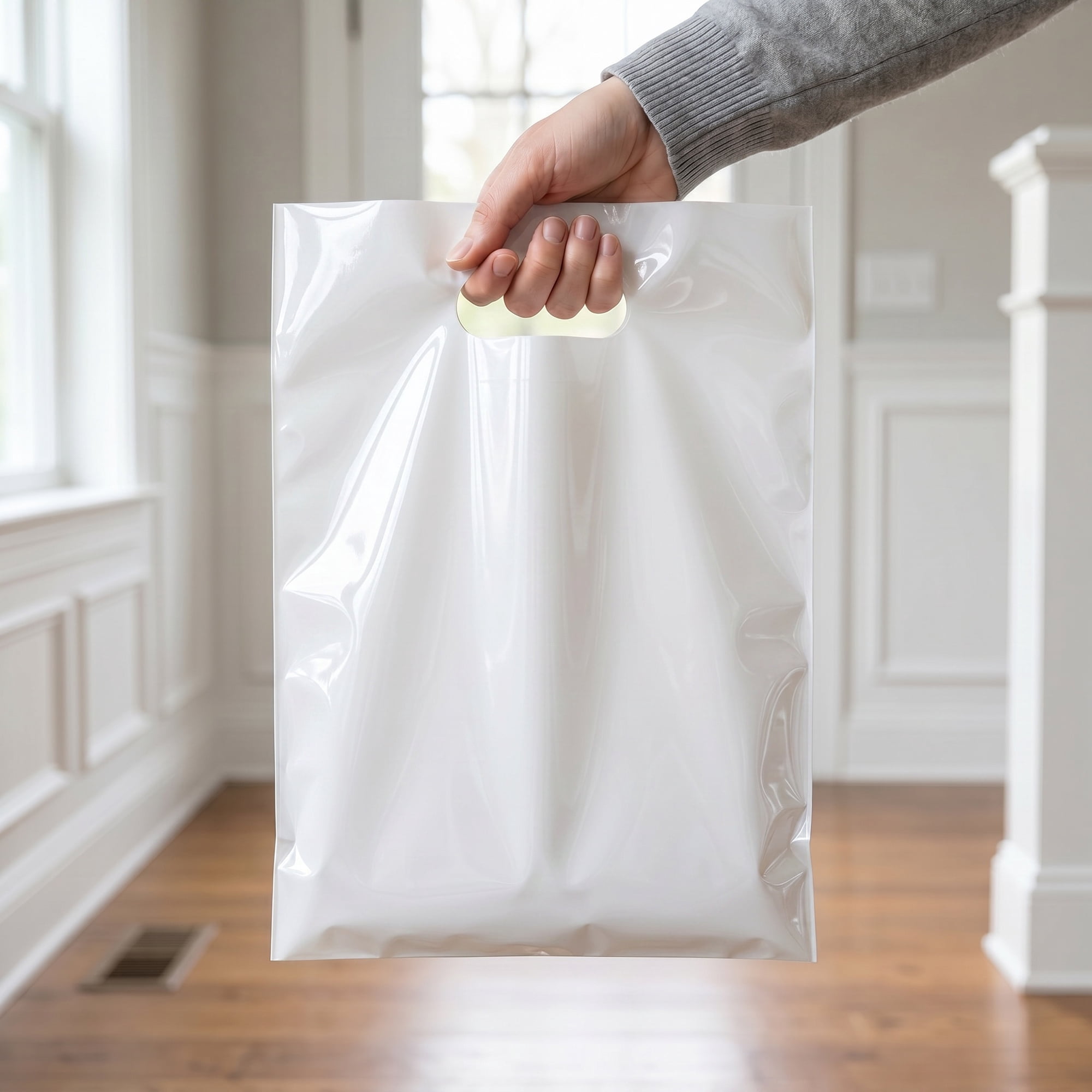Unique Bargains 50Pcs Premium Waterproof Gift Bags White 9.8" x 13.8"