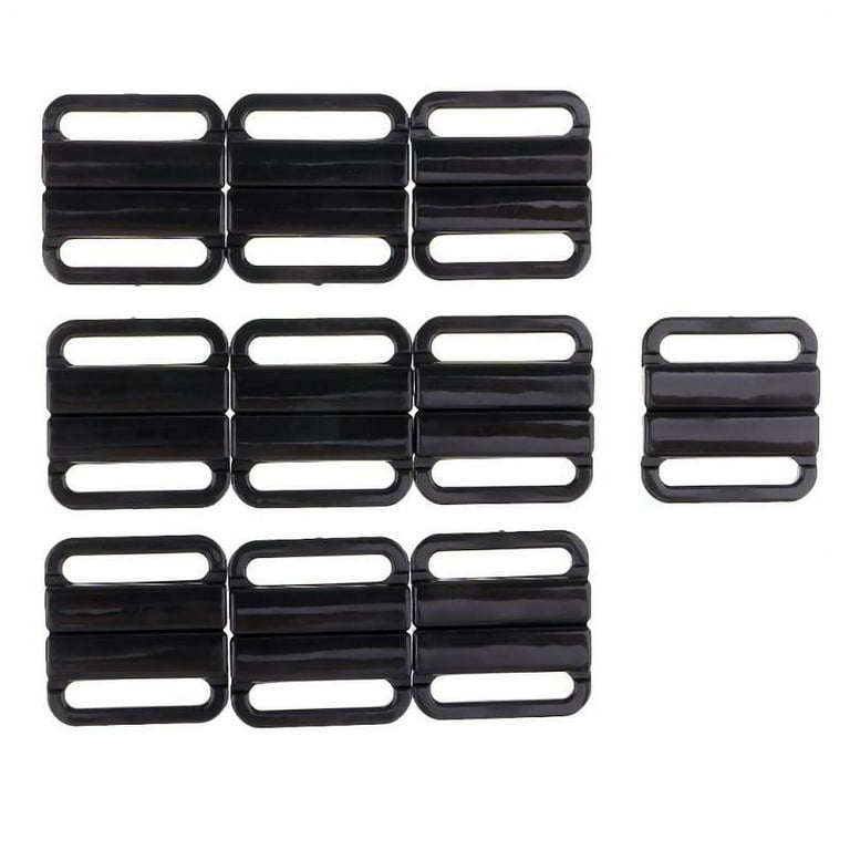 10 Sets Craft Plastic Tape Closure Hook & Clasp Fasteners Sew on Clothes Bra  - Black, 33 x 32mm 