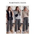 thumbnail image 4 of SHEWIN Womens Sweatpants Classic Plaid Straight Leg Trousers High Waist Baggy Workout Pants with Pockets, 4 of 7