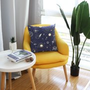 Space Themed Pattern 16x16 Inch Plush Velvet Pillowcase Double Sided Print, Hidden Zipper