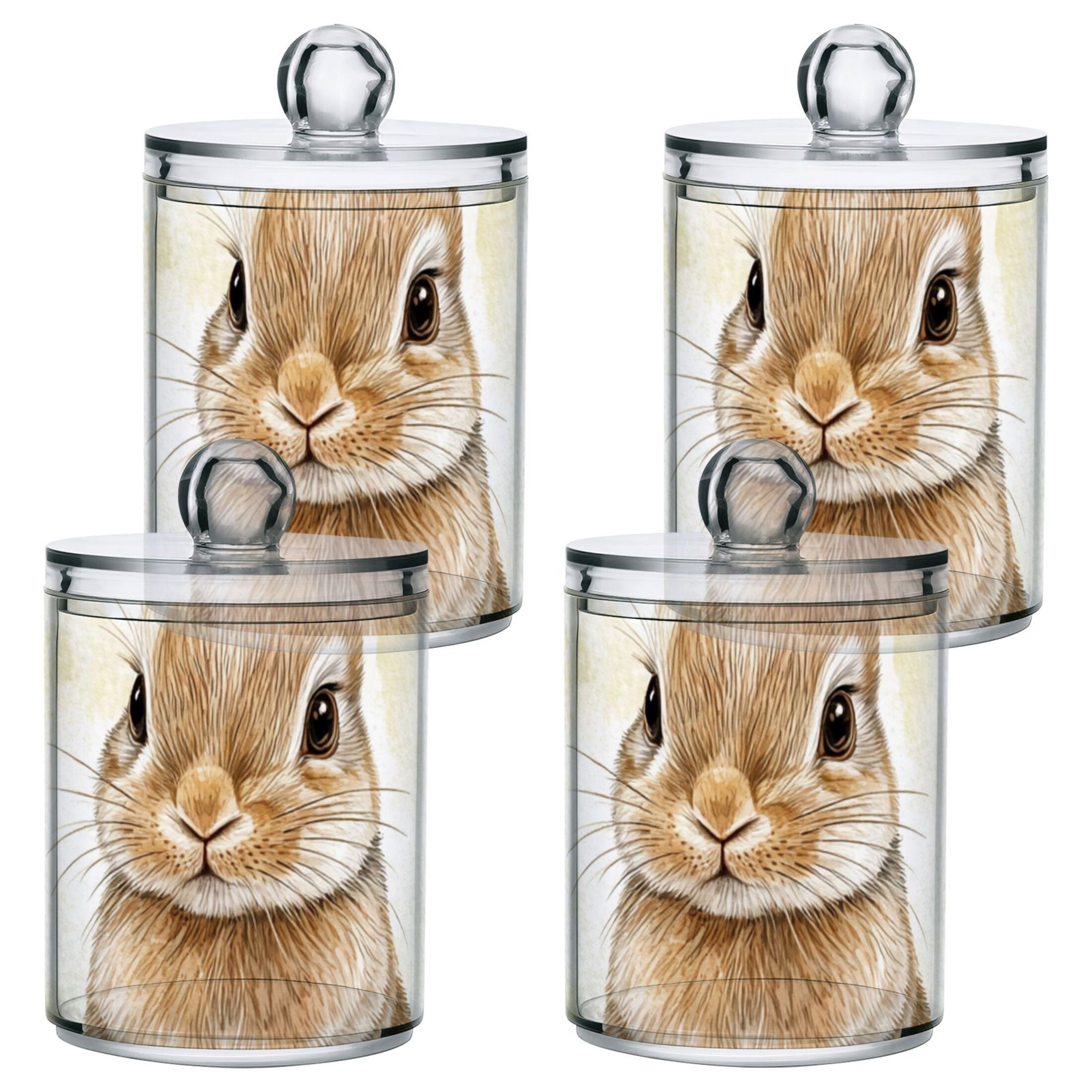 Ckdifva Bunny Easter Eggs Rabbit Storage Jar with Lid Acrylic Organization Storage Containers Set of 4
