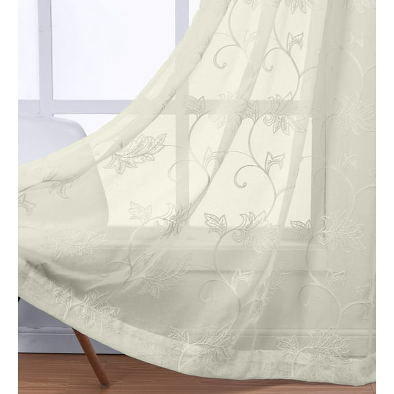 Royal Tradition Modern 2 Piece Floral Sheer Curtain Set