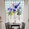 thumbnail image 3 of Spring Easter Balloon Curtains 63 Inch Length for Living Room/Bedroom, Purple Floral Summer Botanical Teal Plaid Rod Pocket Privacy Door Curtains Decorative Tie Up Shade for Window 52"x63", 3 of 8
