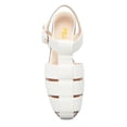 thumbnail image 2 of FSJ Women Vintage Closed Toe Flat Sandals Caged Comfort Adjustable Buckle Hollow Woven Roman Fisherman Sandals Size 6 White, 2 of 4
