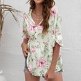 thumbnail image 2 of Blusa informal con estampado de manga media y cuello en V de verano para mujer a la moda Fridja  ghk1010, 2 of 8