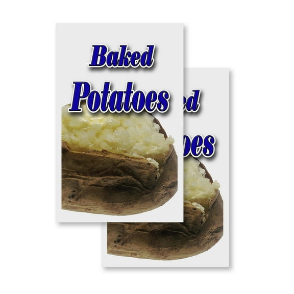 Baked Potato (2-PACK) 24" x 36" Vinyl Decals | Sign Insert Peel & Stick Decals Stickers Window Signs