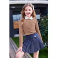 thumbnail image 3 of Arshiner Long Sleeve Shirts for Girls Raglan Sleeves Crewneck Knit Blouse for Kids Casual Blue Cute Loose Tops Kids 12 Years 160 Khaki, 3 of 5