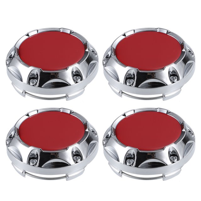 64 mm de diámetro, 4 clips, cubiertas para tapacubos centrales de neumáticos de rueda para coche, tono plateado, rojo, paquete de 4