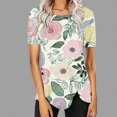 thumbnail image 1 of Liquidation! Blouse à Manches Courtes Imprimée à Boutons Col Rond Décontractée pour Femmes, 1 of 5