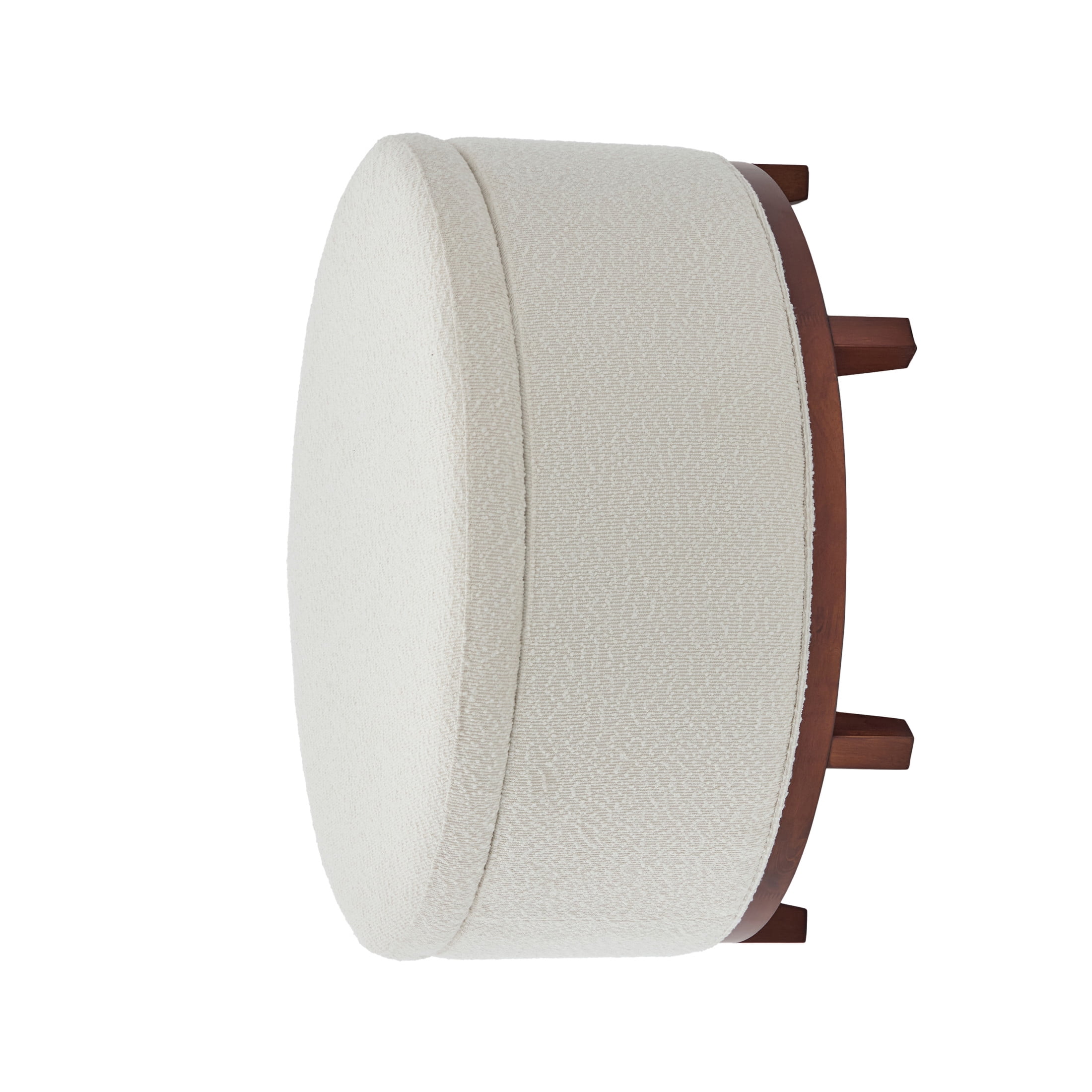Christopher Knight Home 30.7" Modern Round Storage Ottoman, Boucle Upholstered with Wooden Legs, Beige