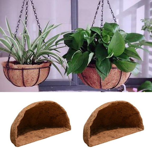 D-GROEE 2Pcs Half Round Replacement Coco Liner for Hanging Basket Wall Flower Basket, Half Circle Wall Planter Coconut Fiber Plant Basket Liner for Garden Planter Flower Pot