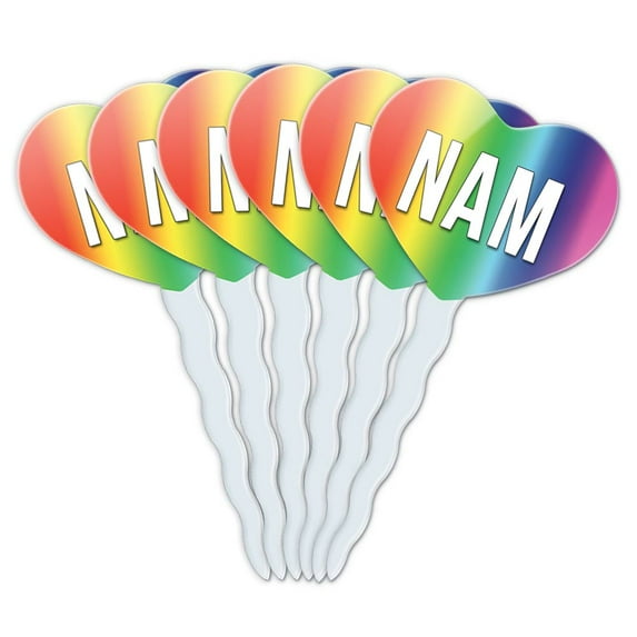 Nam Heart Love Cupcake Picks Toppers - Set of 6