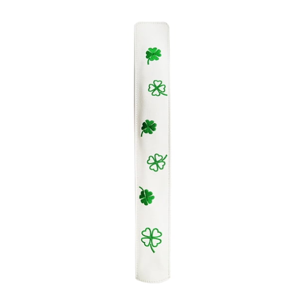 Funda de cuero sintético para palos de alineación de golf. Hoja de cuatro blancas