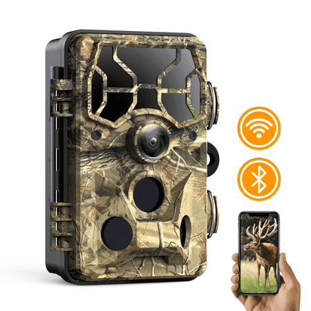 CAMPARK Trail Camera WiFi Bluetooth HD 1296P 20MP Game Deer Hunting Camera with 65FT Infrared Night Vision IP66 Waterproof 120° Wide-Angle Outdoor Trail Cam for Wildlife Monitoring 2.4 LCD