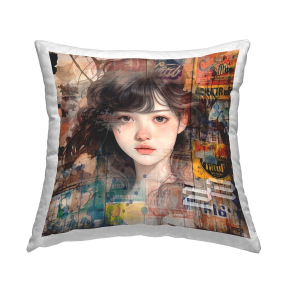 Stupell Industries Vintage Urban Pattern Portrait Decorative Printed Throw Pillow, 18 x 18