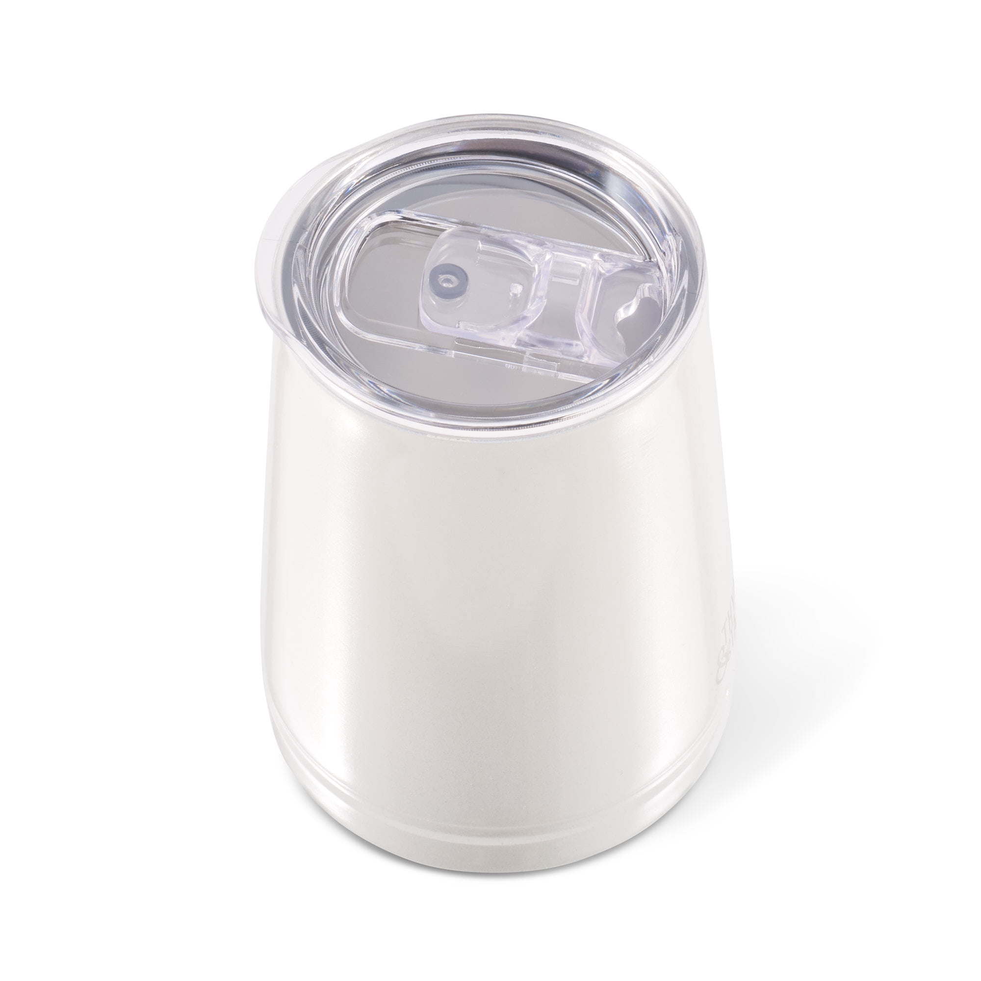 Thyme & Table 12 oz Stainless Steel Wine Tumbler with Push Lid, White