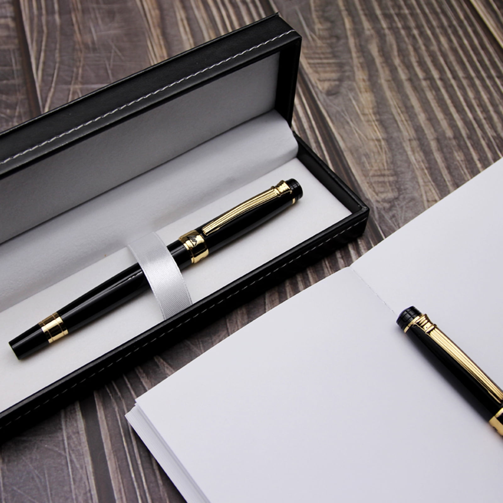 Piston-Filled Fountain Pen Push/Pull to Refilled F Nib Write Smooth for Student